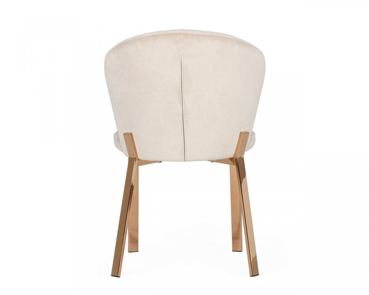 Beige Velvet Rosegold Dining Chair By Homeroots | Dining Chairs | Modishstore - 5
