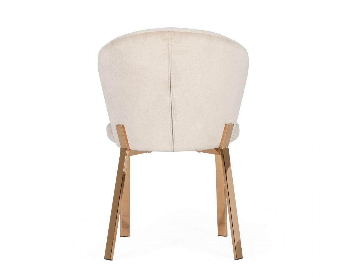 Beige Velvet Rosegold Dining Chair By Homeroots | Dining Chairs | Modishstore - 5