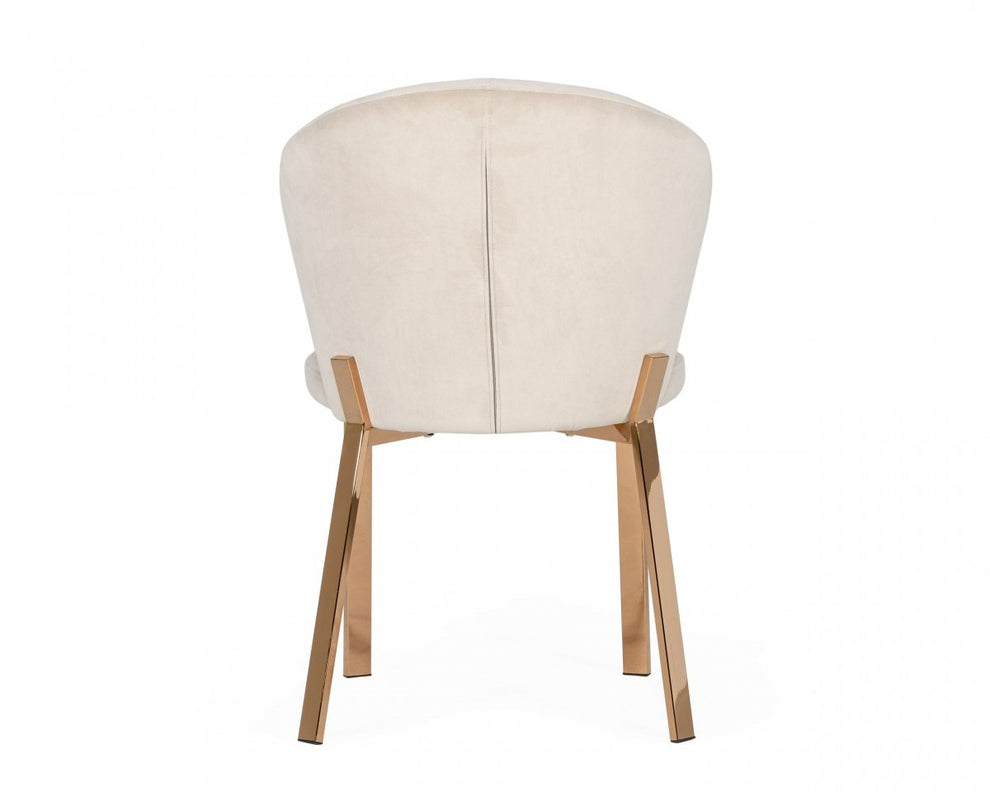 Beige Velvet Rosegold Dining Chair By Homeroots | Dining Chairs | Modishstore - 5