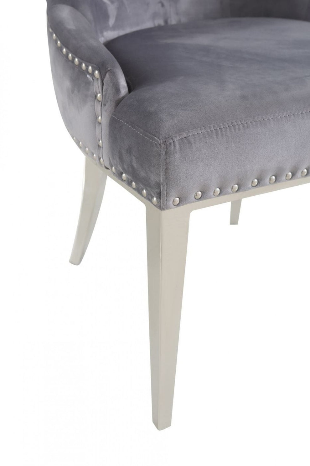 Set of Two Grey Velvet Tufted Dining Chairs By Homeroots | Dining Chairs | Modishstore - 9
