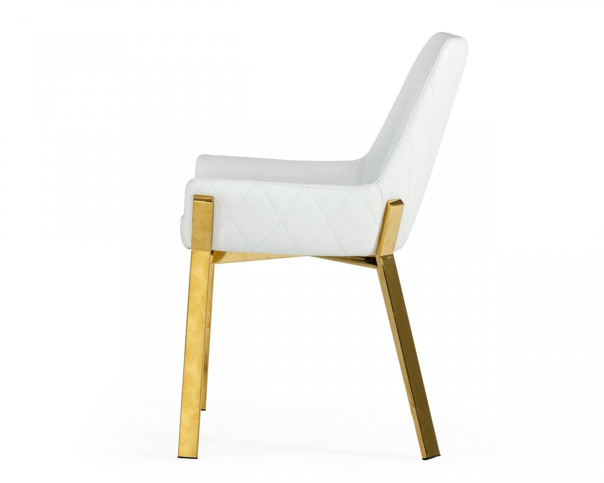 White Gold Dining Chair By Homeroots | Dining Chairs | Modishstore - 3