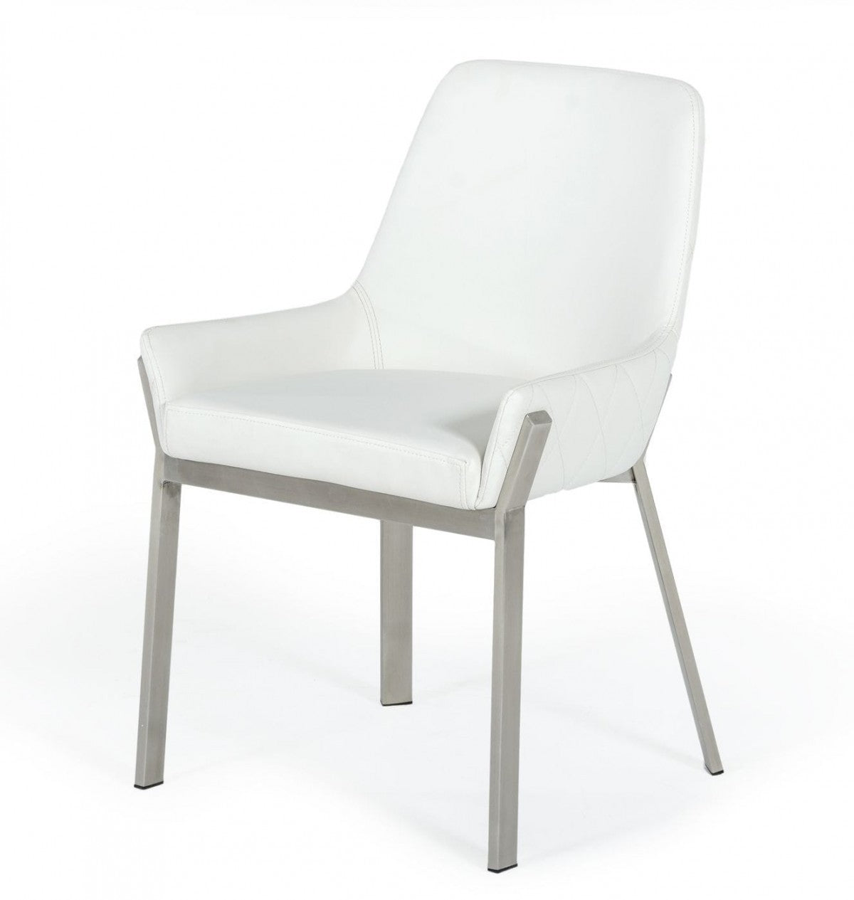 White Brushed Stainless Steel Dining Chair By Homeroots | Dining Chairs | Modishstore