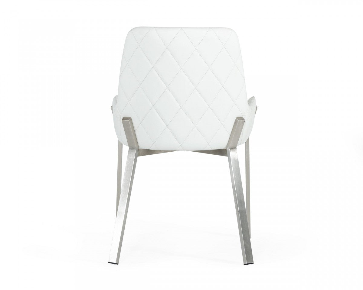 White Brushed Stainless Steel Dining Chair By Homeroots | Dining Chairs | Modishstore - 4