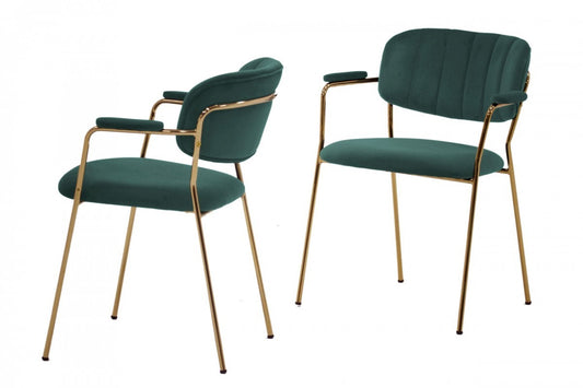 Set of Two Green Modern Dining Chairs By Homeroots | Dining Chairs | Modishstore