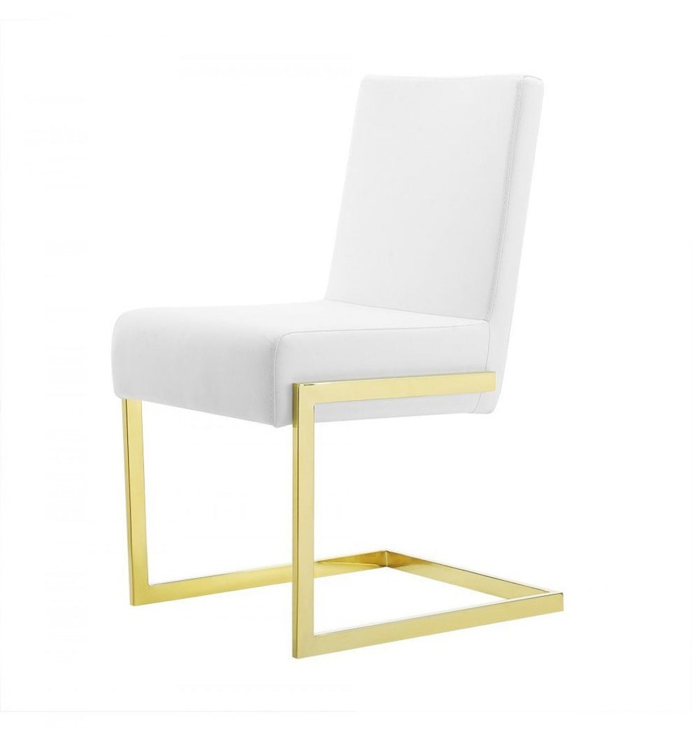 Set of Two White Gold Modern Dining Chairs By Homeroots | Dining Chairs | Modishstore - 2