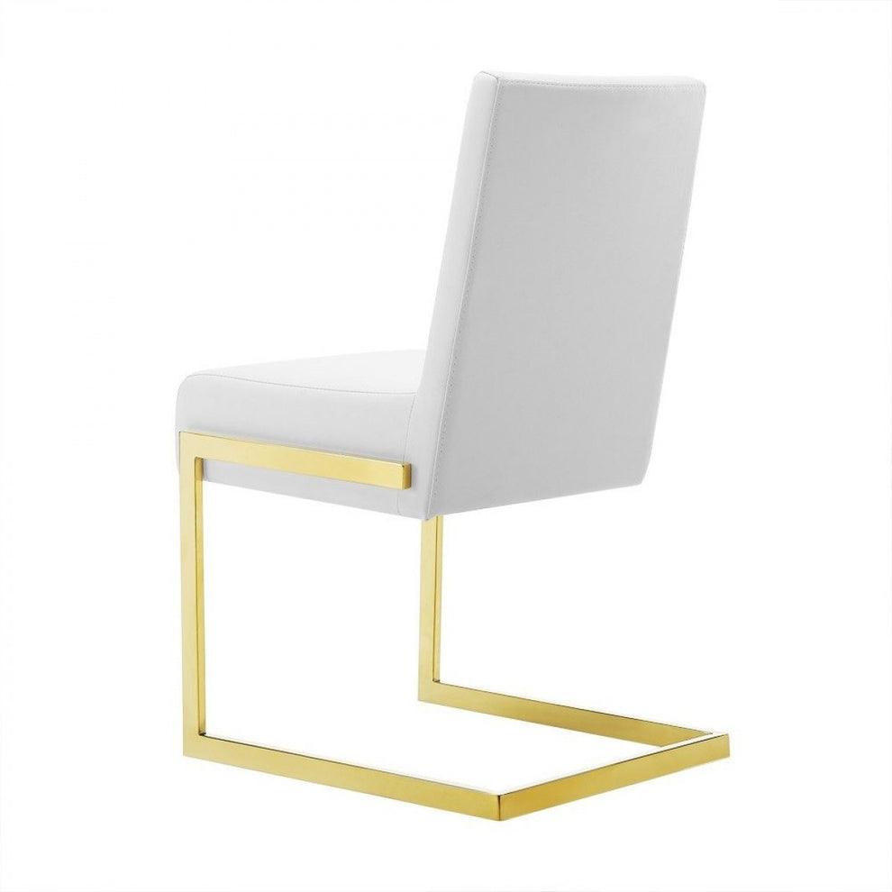 Set of Two White Gold Modern Dining Chairs By Homeroots | Dining Chairs | Modishstore - 4