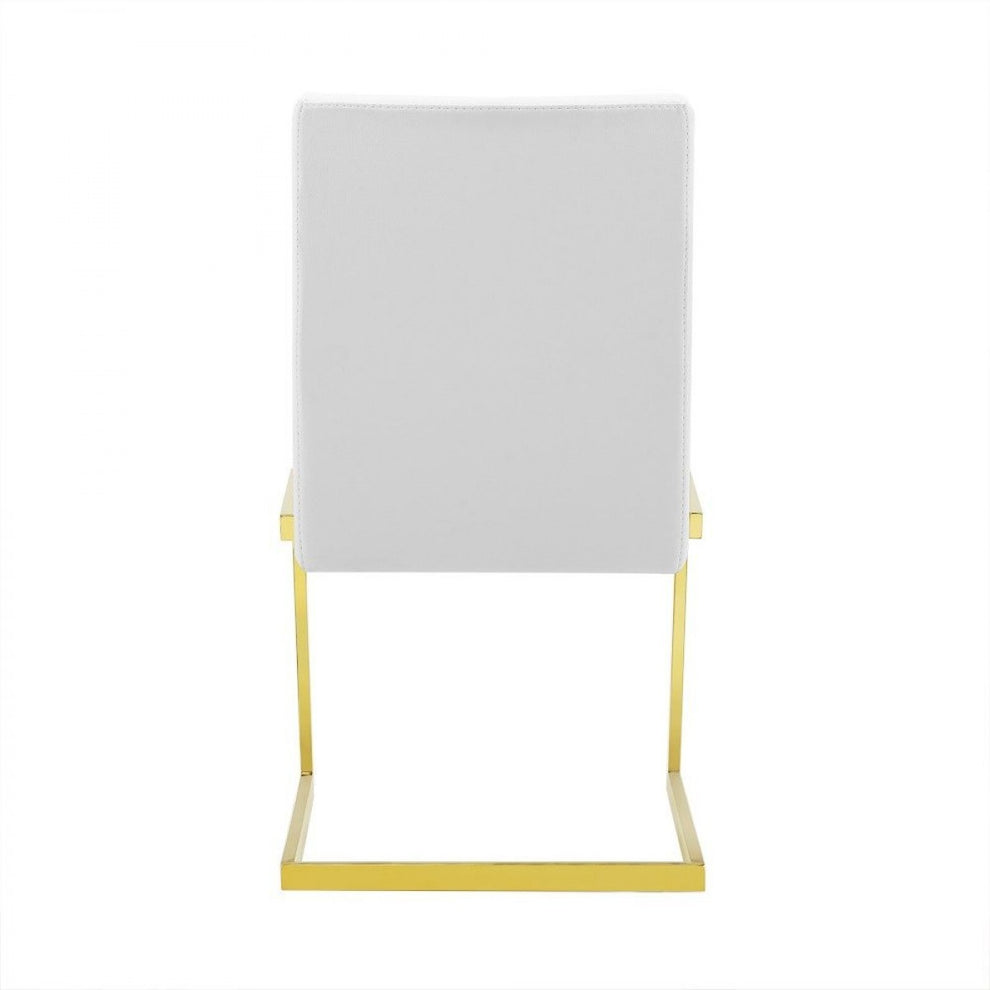 Set of Two White Gold Modern Dining Chairs By Homeroots | Dining Chairs | Modishstore - 5