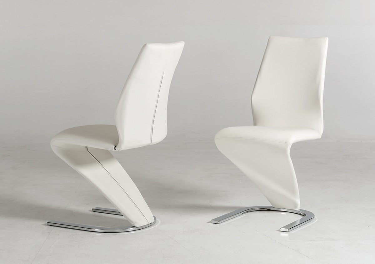 Set of Two White Faux Leather Modern Dining Chairs By Homeroots - 472191 | Dining Chairs | Modishstore