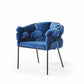 Blue Geo Velvet and Black Velvet Dining Chair By Homeroots | Dining Chairs | Modishstore - 2