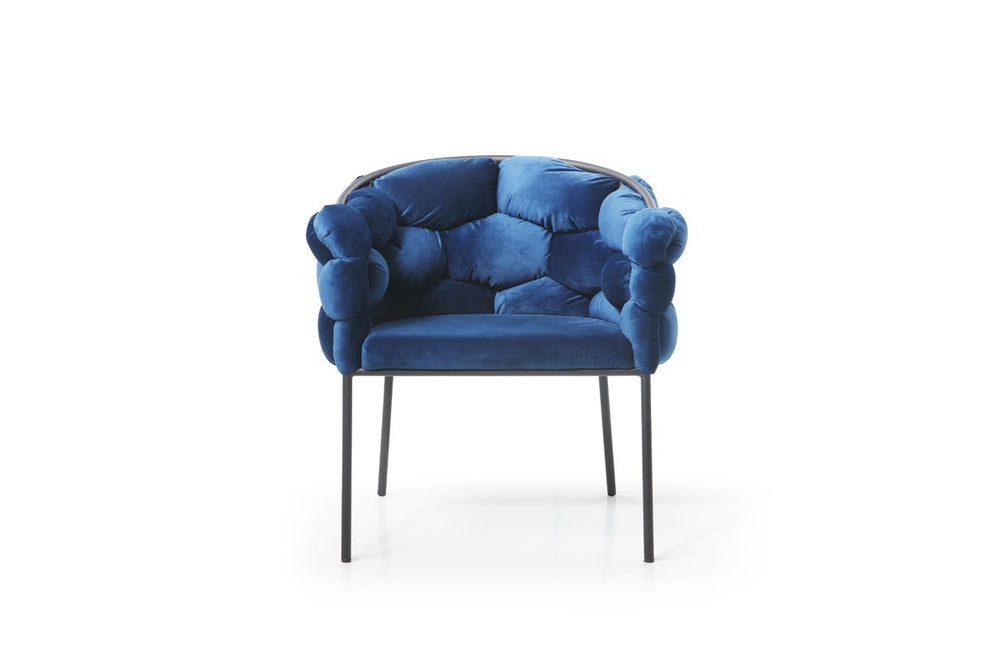 Blue Geo Velvet and Black Velvet Dining Chair By Homeroots | Dining Chairs | Modishstore