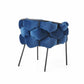 Blue Geo Velvet and Black Velvet Dining Chair By Homeroots | Dining Chairs | Modishstore - 3