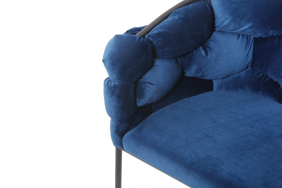 Blue Geo Velvet and Black Velvet Dining Chair By Homeroots | Dining Chairs | Modishstore - 5