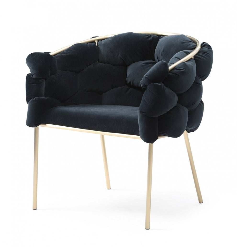 Blue Geo Velvet and Black Velvet Dining Chair By Homeroots | Dining Chairs | Modishstore - 22