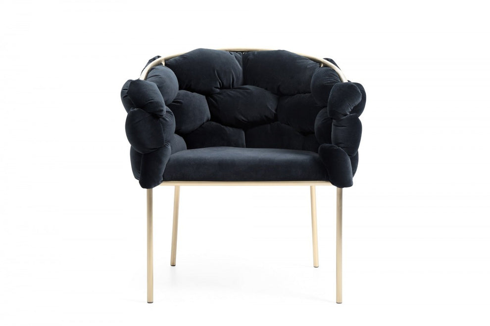 Blue Geo Velvet and Black Velvet Dining Chair By Homeroots | Dining Chairs | Modishstore - 21