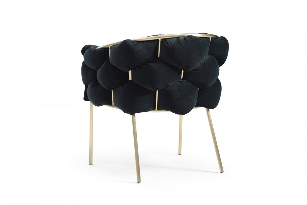 Blue Geo Velvet and Black Velvet Dining Chair By Homeroots | Dining Chairs | Modishstore - 23