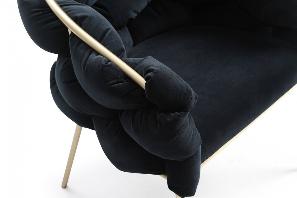 Blue Geo Velvet and Black Velvet Dining Chair By Homeroots | Dining Chairs | Modishstore - 25
