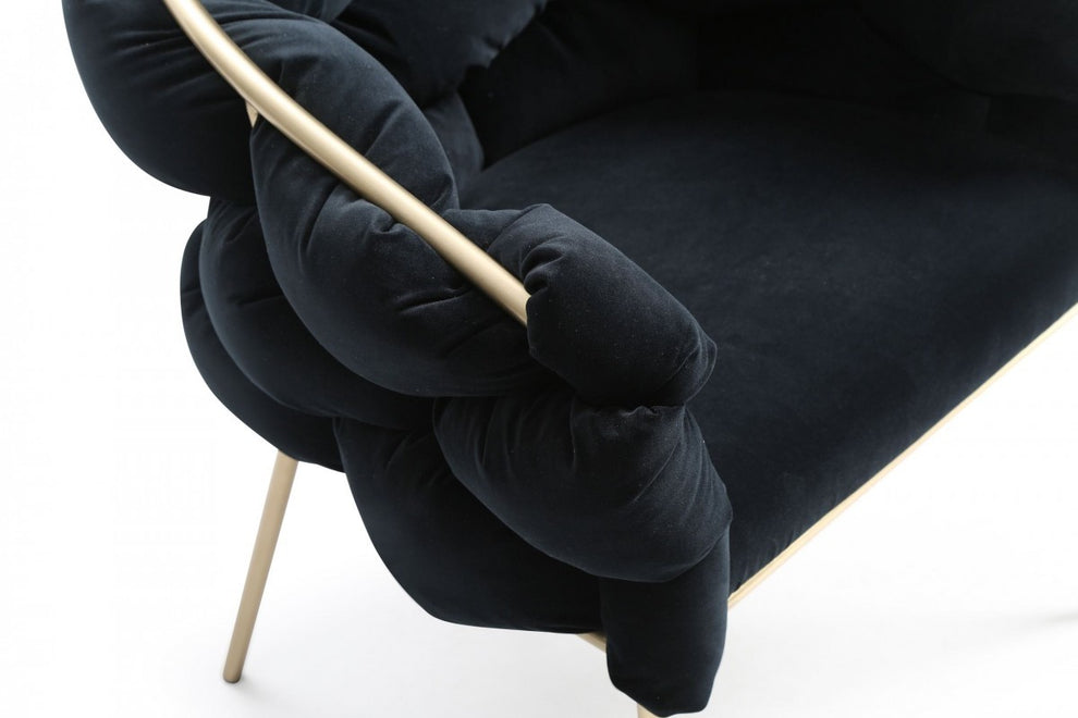 Blue Geo Velvet and Black Velvet Dining Chair By Homeroots | Dining Chairs | Modishstore - 39