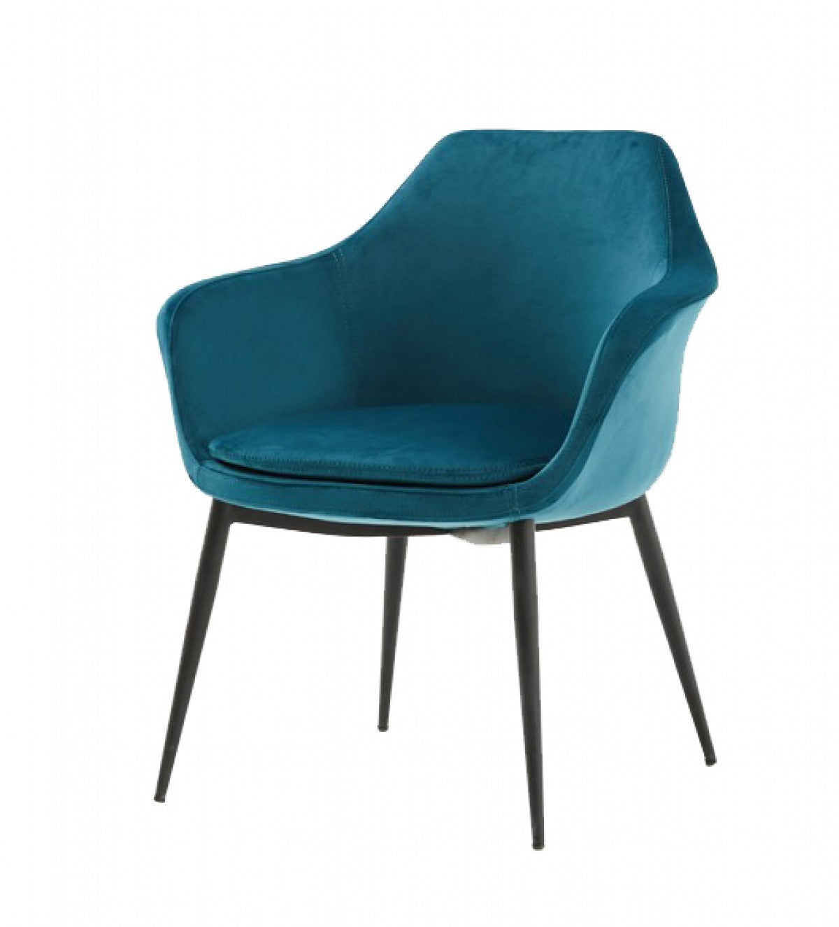 Teal and Black Velvet Dining or Side Chair By Homeroots | Dining Chairs | Modishstore