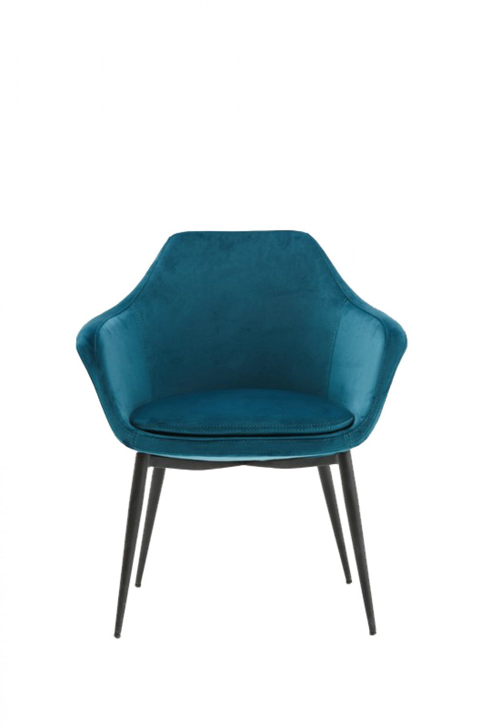 Teal and Black Velvet Dining or Side Chair By Homeroots | Dining Chairs | Modishstore - 2