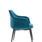 Teal and Black Velvet Dining or Side Chair By Homeroots | Dining Chairs | Modishstore - 3