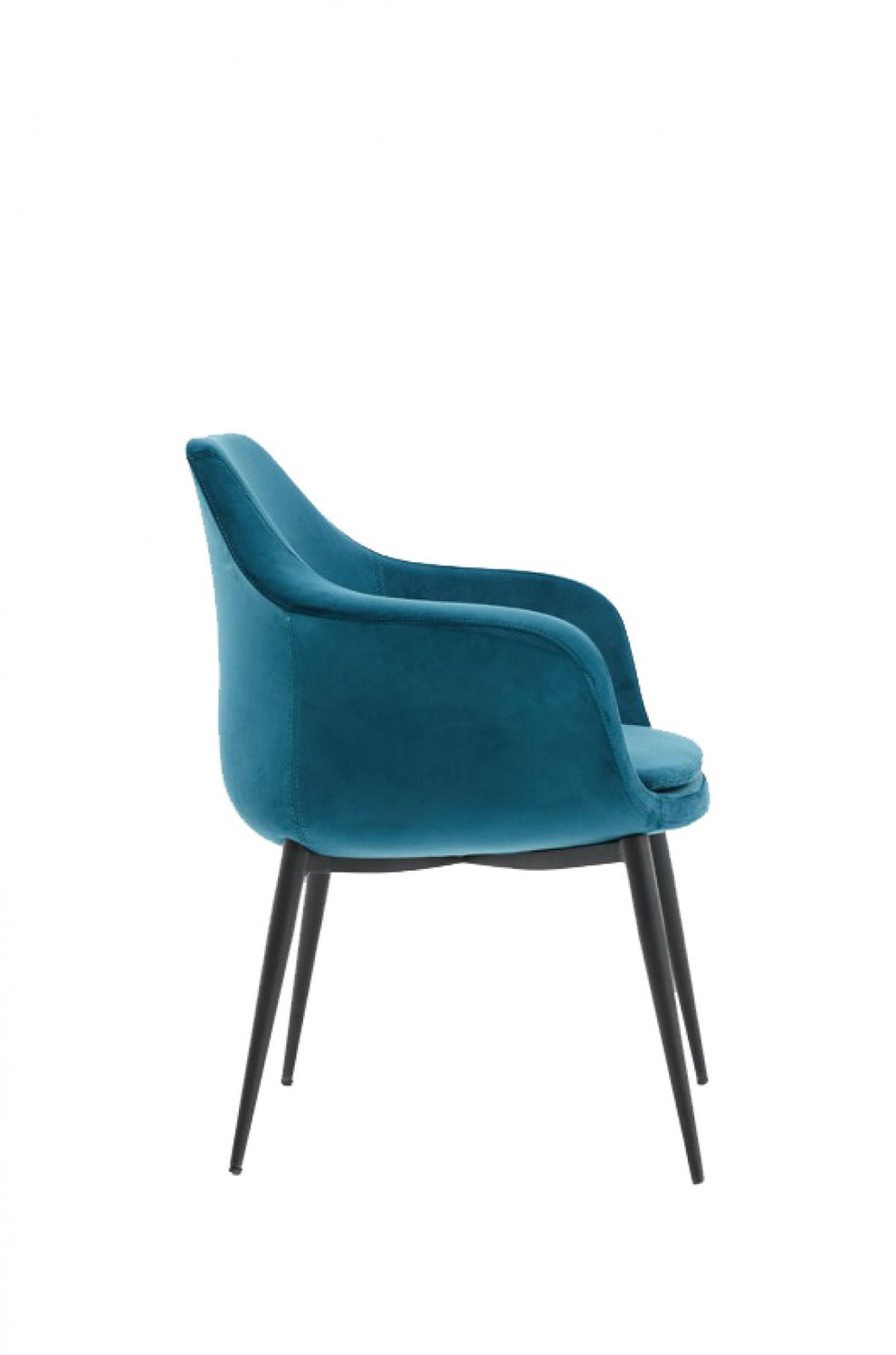 Teal and Black Velvet Dining or Side Chair By Homeroots | Dining Chairs | Modishstore - 3