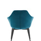 Teal and Black Velvet Dining or Side Chair By Homeroots | Dining Chairs | Modishstore - 4