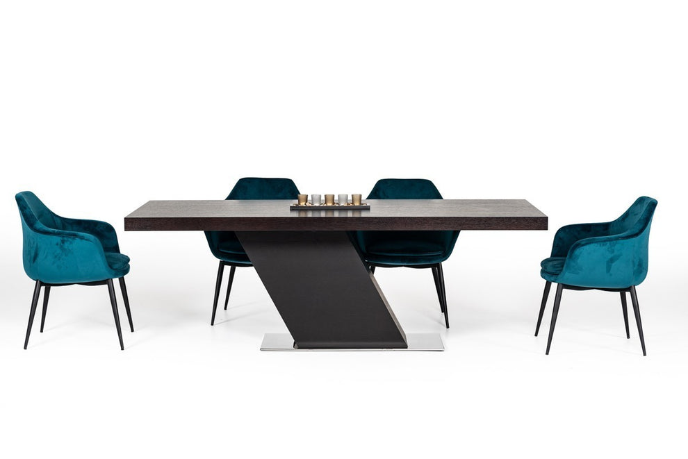 Teal and Black Velvet Dining or Side Chair By Homeroots | Dining Chairs | Modishstore - 5