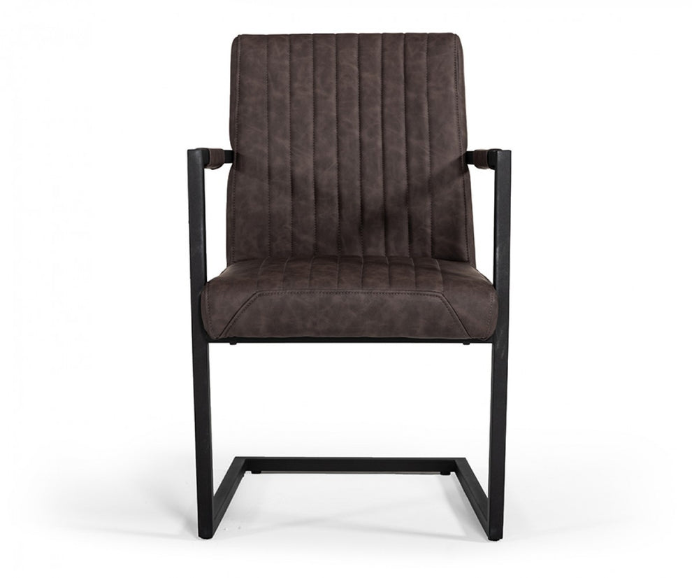 Set of Two Brown Faux Leather Dining Chairs By Homeroots | Dining Chairs | Modishstore - 2