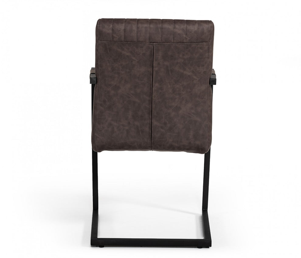 Set of Two Brown Faux Leather Dining Chairs By Homeroots | Dining Chairs | Modishstore - 5
