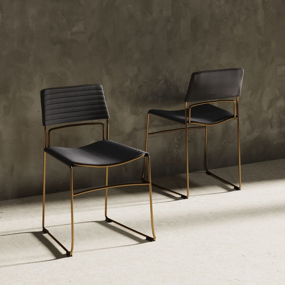 Set of Two Gray Gold Fabric Dining Chairs By Homeroots | Dining Chairs | Modishstore