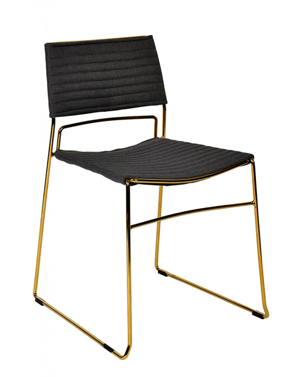 Set of Two Gray Gold Fabric Dining Chairs By Homeroots | Dining Chairs | Modishstore - 3