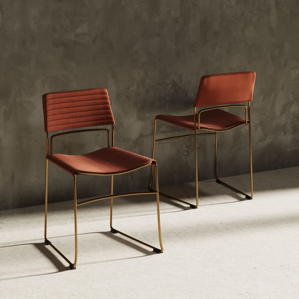 Set of Two Gray Gold Fabric Dining Chairs By Homeroots | Dining Chairs | Modishstore - 9