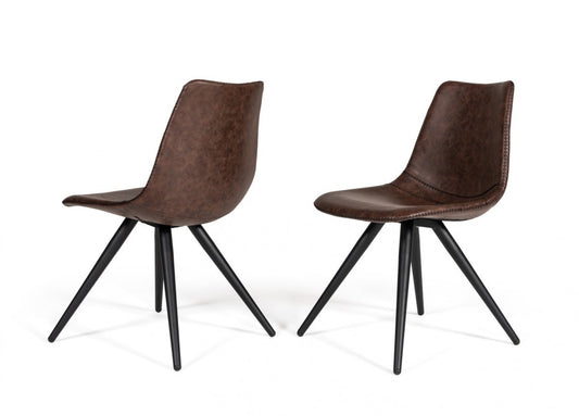 Set of Two Brown Modern Dining Chairs By Homeroots | Dining Chairs | Modishstore