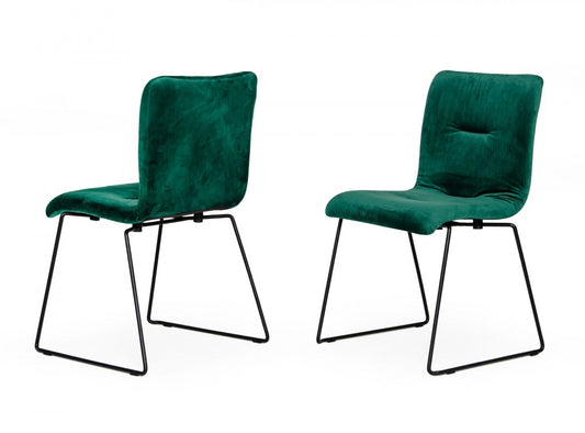 Set of Two Emerald Green Velvet Dining Chairs By Homeroots | Dining Chairs | Modishstore