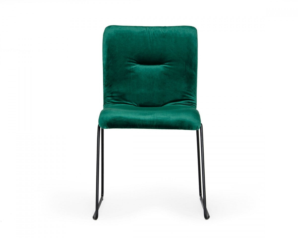 Set of Two Emerald Green Velvet Dining Chairs By Homeroots | Dining Chairs | Modishstore - 3