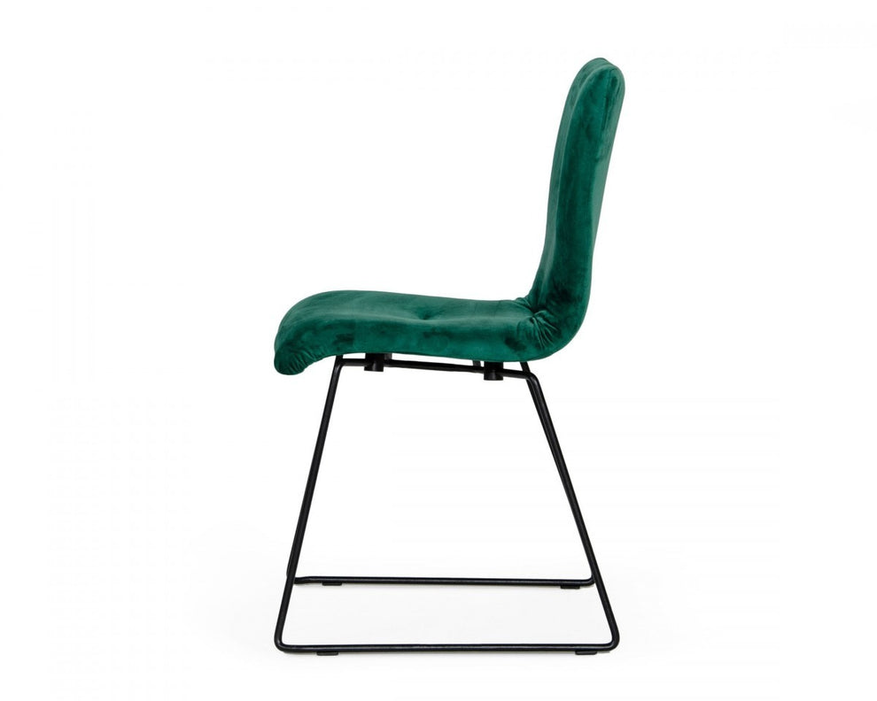 Set of Two Emerald Green Velvet Dining Chairs By Homeroots | Dining Chairs | Modishstore - 4