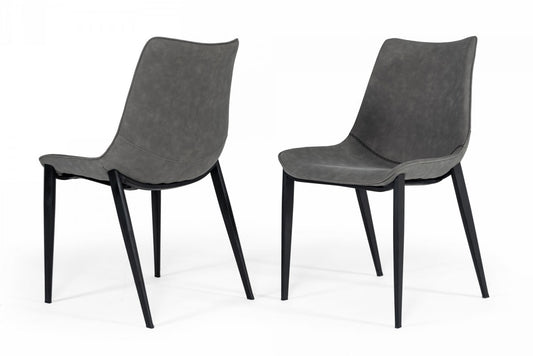 Set of Two Gray Faux Leather Dining Chairs By Homeroots - 472213 | Dining Chairs | Modishstore