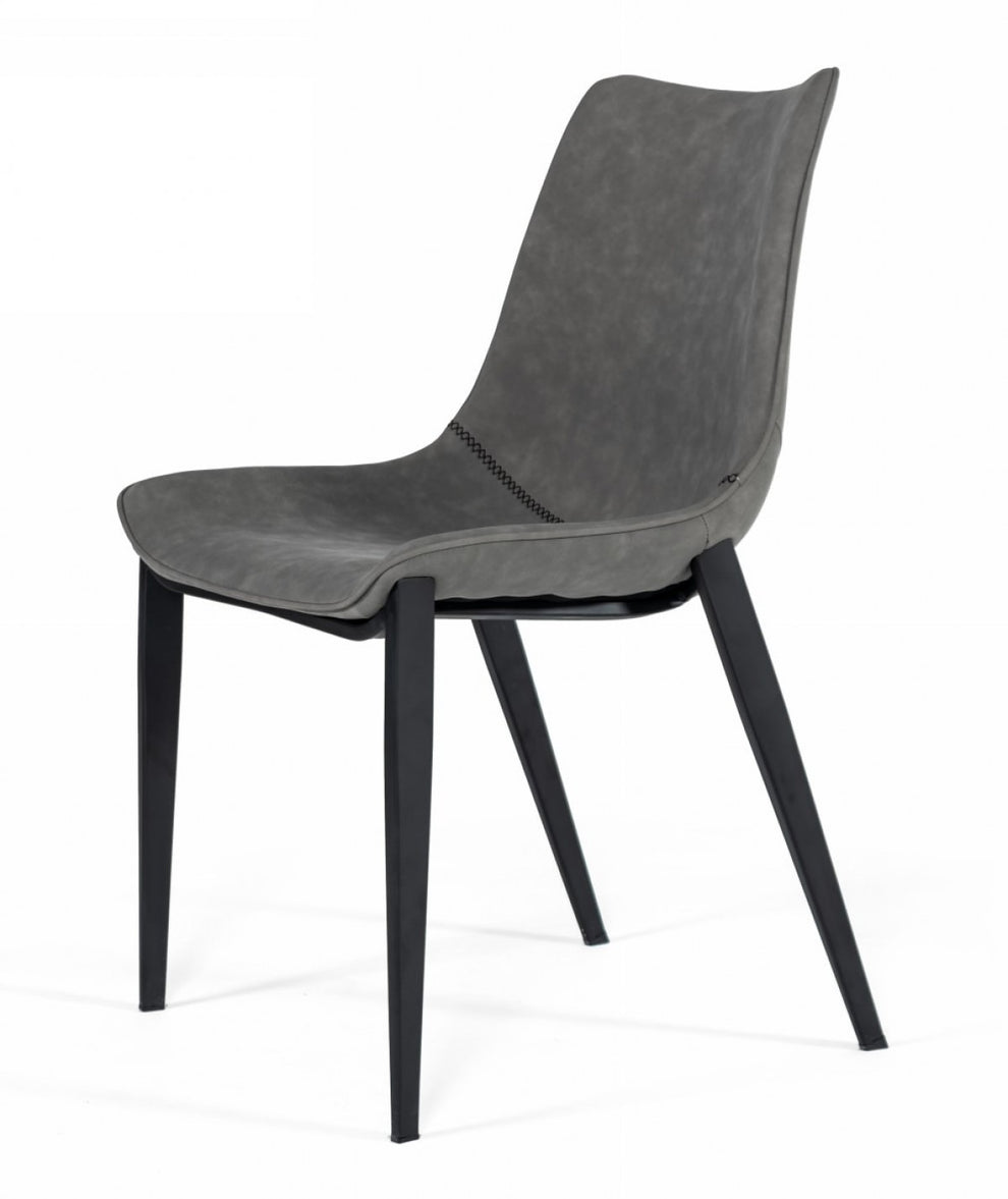 Set of Two Gray Faux Leather Dining Chairs By Homeroots - 472213 | Dining Chairs | Modishstore - 2