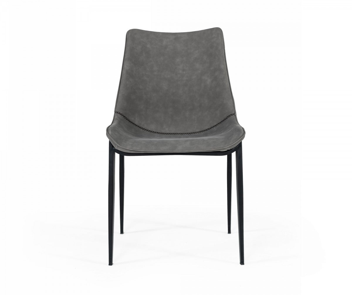 Set of Two Gray Faux Leather Dining Chairs By Homeroots - 472213 | Dining Chairs | Modishstore - 3