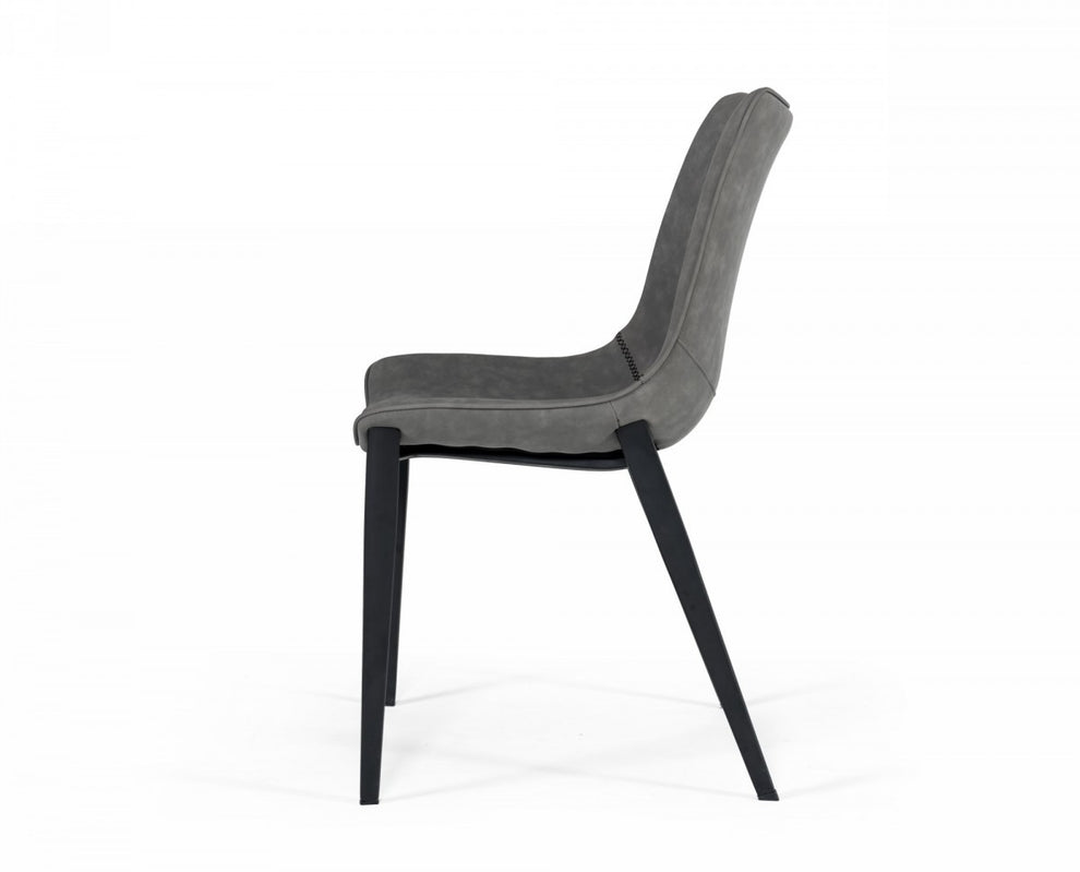 Set of Two Gray Faux Leather Dining Chairs By Homeroots - 472213 | Dining Chairs | Modishstore - 4