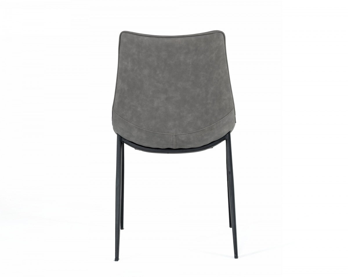 Set of Two Gray Faux Leather Dining Chairs By Homeroots - 472213 | Dining Chairs | Modishstore - 5
