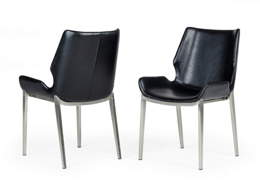 Set of Two Black Faux Leather Moder Dining Chairs By Homeroots | Dining Chairs | Modishstore