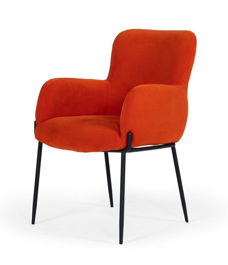 Orange Velvet Dining Chair By Homeroots | Dining Chairs | Modishstore