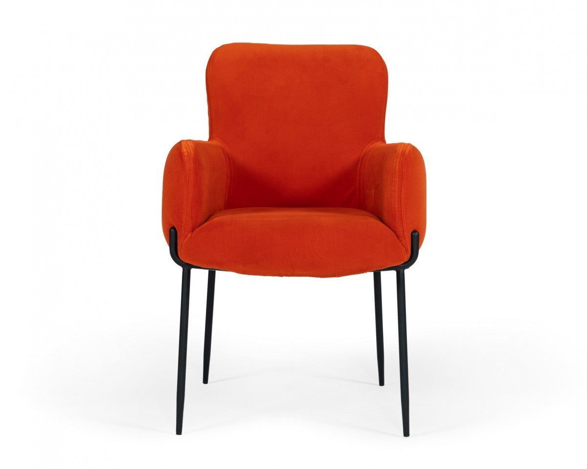 Orange Velvet Dining Chair By Homeroots | Dining Chairs | Modishstore - 2