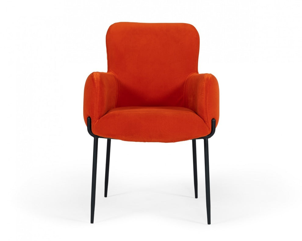 Orange Velvet Dining Chair By Homeroots | Dining Chairs | Modishstore - 2