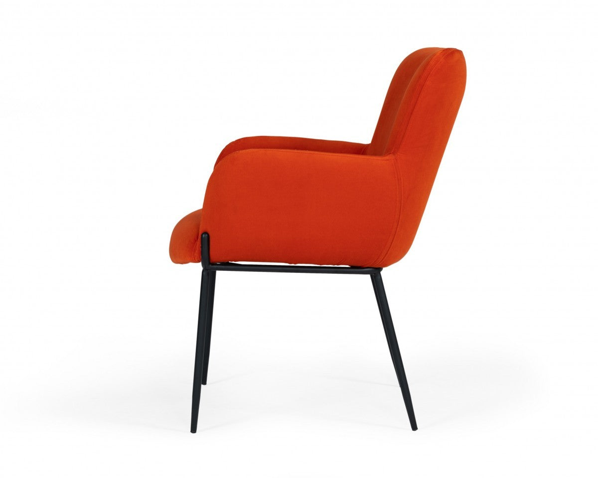 Orange Velvet Dining Chair By Homeroots | Dining Chairs | Modishstore - 3