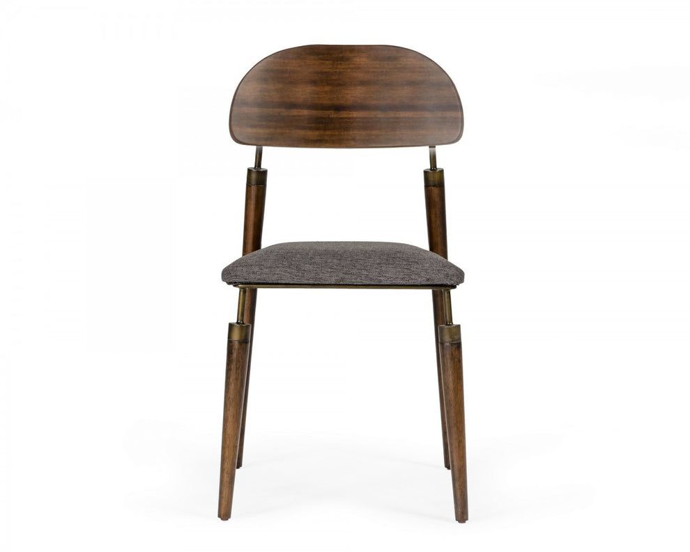 Set of Two Gray Brown Mid Century Dining Chairs By Homeroots | Dining Chairs | Modishstore - 2