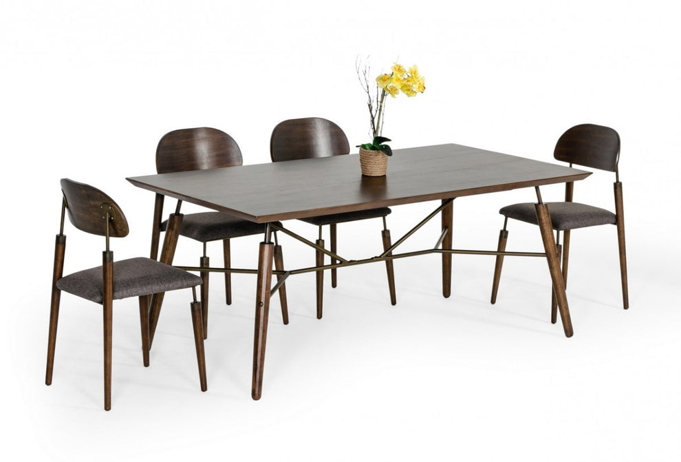 Set of Two Gray Brown Mid Century Dining Chairs By Homeroots | Dining Chairs | Modishstore - 7