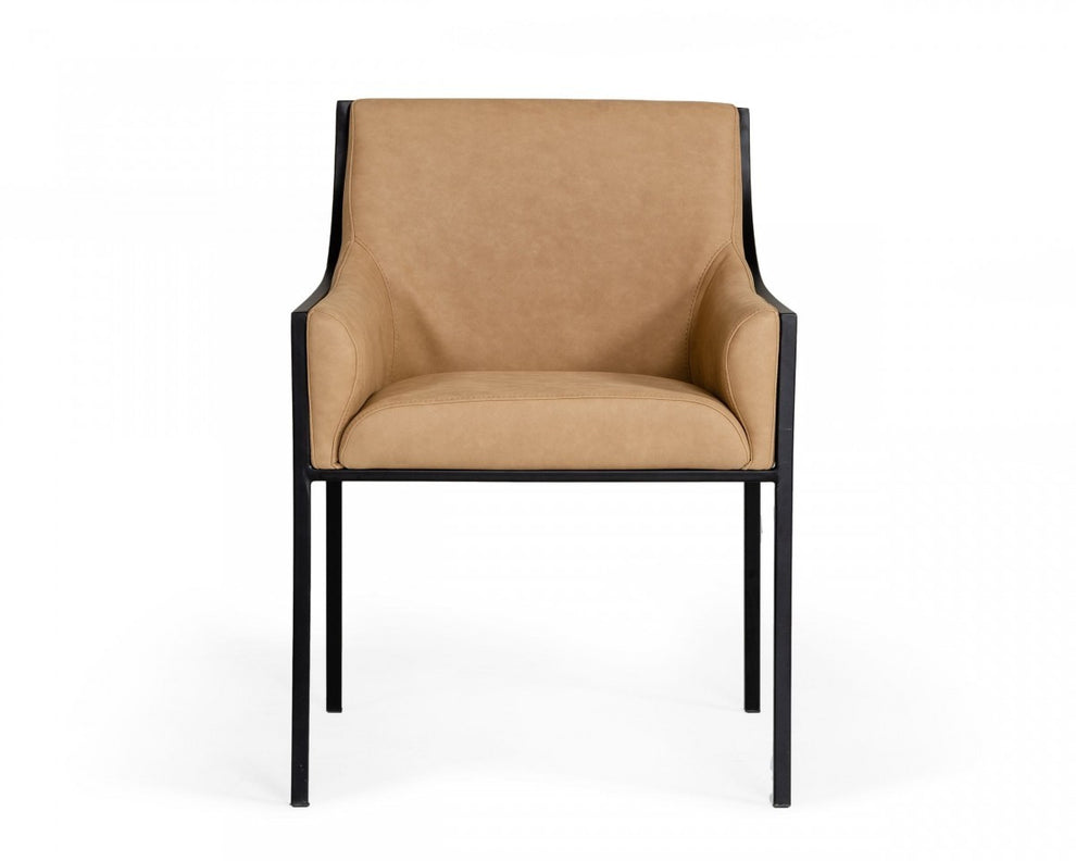 Tan Suede Dining Chair By Homeroots | Dining Chairs | Modishstore - 2
