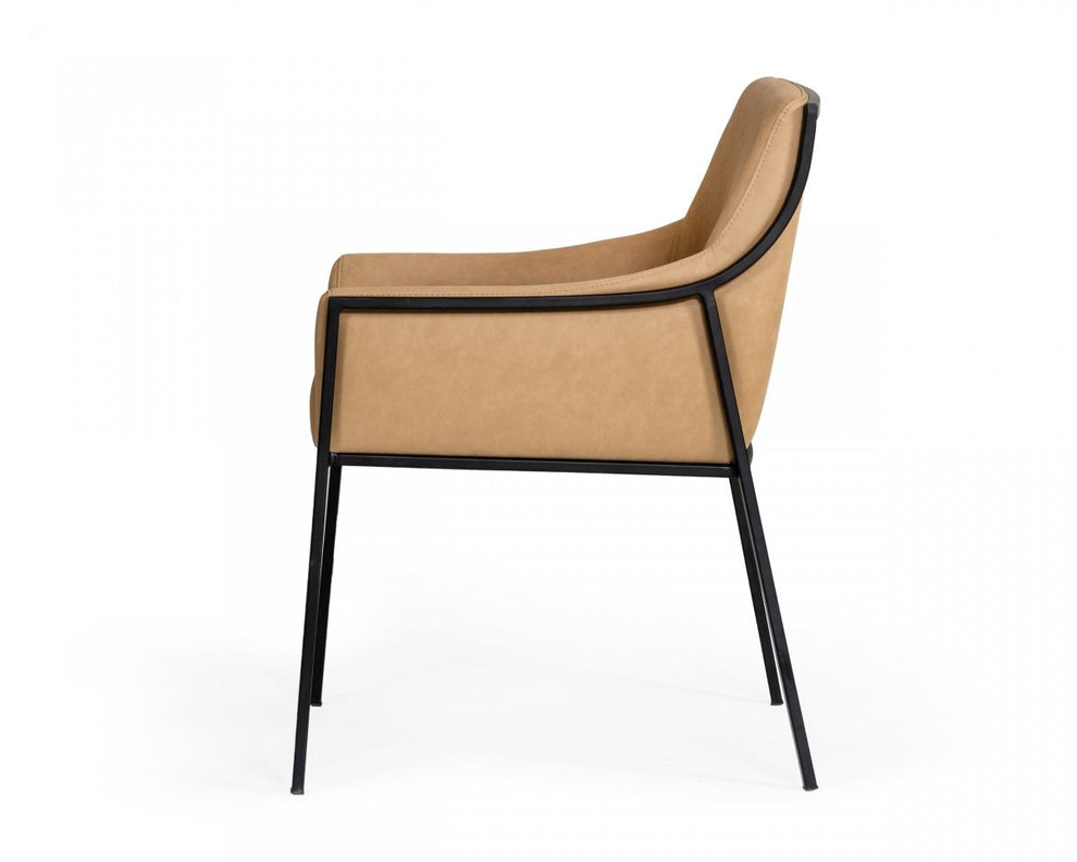 Tan Suede Dining Chair By Homeroots | Dining Chairs | Modishstore - 3